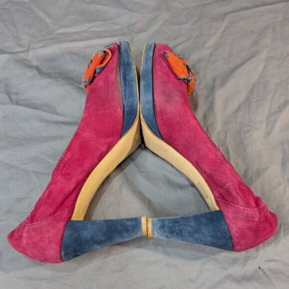 John Grey Multi Color Bow Suede Pumps Women Size 41 - Picture 5 of 7